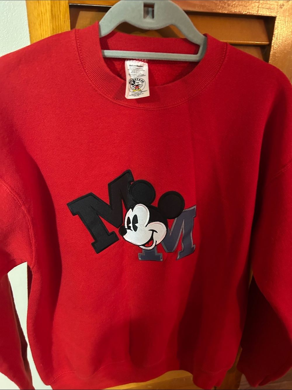 Disney Red Sweatshirt with Mickey Mouse Applique